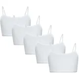 TupTam Mädchen Bustier mit Spaghettiträger 5er Pack, Farbe: Weiß, Größe: 146-152 - 146-152