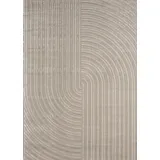 VIMODA Moderner Kurzflor-Teppich Boho Wohnzimmer Schlafzimmer dünn mit 3D Hoch-Tief Effekt Pflegeleicht,Maße:160x230 cm;Farbe:Taupe