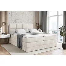 altdecor Boxspringbett mit Matratze, Topper, Polsterbett mit, Bettkasten NOVA KING | Beige Casablanca | 140x200