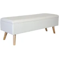 Relaxdays Truhenbank Gepolstert Weiß 40 x 110 x 40 cm