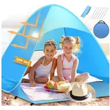 LuxusKollektion Strandmuschel Pop-up Strandmuschel mit UV-Schutz 50,2-3 Personen Strandzelt Tragbar blau