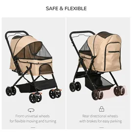 PawHut Hundebuggy Hundewagen 76,5 x 52 x 95 cm Braun onesize