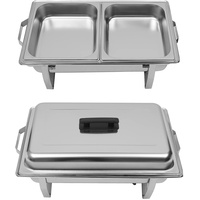 Chafing Dish Profi Set, 8.5L Fassungsvermögen Speisewärmer, 2X Edelstahl Warmhaltebehälter, Wärmebehälter Geeignet für Büffets, Restaurants, Campingpartys