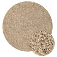 vidaXL Teppich ZIZUR Ø 200 cm Jute-Optik Indoor und Outdoor