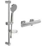 Villeroy & Boch Universal Duschset Aufputz (2 in 1 Bundle), Duschsystem mit Duschthermostat, Handbrause, Handbrauseschlauch, Duschstange inkl.