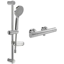 Villeroy & Boch Universal Duschset Aufputz (2 in 1 Bundle), Duschsystem mit Duschthermostat, Handbrause, Handbrauseschlauch, Duschstange inkl.