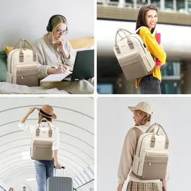 LOVEVOOK Damen Rucksack 14 Zoll Laptop Wasserdicht Khaki Beige