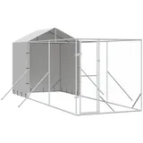 vidaXL Outdoor-Hundezwinger mit Dach 2 x 6 x 2,5 m Stahl Silber