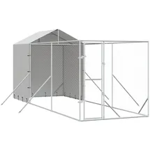 vidaXL Outdoor-Hundezwinger mit Dach 2 x 6 x 2,5 m Stahl Silber