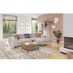 Ecksofa COTTA "Komaris L-Form", grau (elephant), B:244cm H:72cm T:166cm, 100% Polyester, Sofas, mit Kopfteilverstellung, wahlweise Bettfunktion,Stauraum & Beleuchtung, Topseller