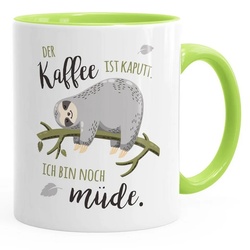 MoonWorks Tasse Kaffee-Tassemit Faultier Bürotasse der Kaffee ist kaputt ich bin noch müde Spruch Kaffeebecher MoonWorks®, Keramik grün