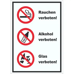 Aufkleber Alkohol Rauchen Glas verboten A1 (594x841mm)