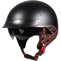 Byroads Halbhelme mit ECE Genehmigt Jethelme mit Sonnenblende Stahlhelm Retro Oldtimer Motorradhelm Brain-Cap-Scooter-Helm Mit Schutzbrille Chopper Mopedhelm 57-63cm