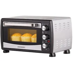 Steinborg Minibackofen Pizzaofen 20L mit Umluft 1380W silber/schwarz