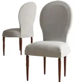 Stretch Stuhlhussen, Stuhlhussen für Esszimmerstühle mit runder Rückenlehne, hochwertiger Stuhlbezug aus Samt mit gebogener Rückenlehne, 4er-Set mit 2 Stuhlhussen für Esszimmerstühle ohne Armlehnen,