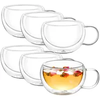 Wilmax - Thermogläser mit Henkel - 6er-Set - 300 ml - Doppelwandige Kaffeegläser - Latte Macchiato Gläser Set - Cappuccino Gläser mit Henkel - Teegläser - Trinkgläser - Thermotasse