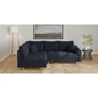 Home affaire Ecksofa CHARRE L-Form mit Ottomane, Maße B/T/H: 231/161/81 cm, feine Steppung, lose Rücken- und Zierkissen, auch in Cord und Bouclé blau