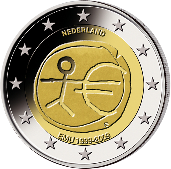 2 Euro Gedenkmünze "10 Jahre Wirtschafts- und Währungsunion" 2009 aus den Niederlanden