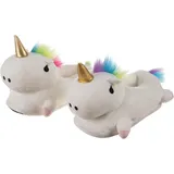 Kruzzel Regenbogen Einhorn Hausschuhe One Size Anti-Rutsch Sohle Waschbar Plüschpantoffeln Kinder Erwachsene Damen 21923