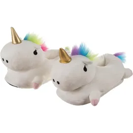 Kruzzel Regenbogen Einhorn Hausschuhe One Size Anti-Rutsch Sohle Waschbar Plüschpantoffeln Kinder Erwachsene Damen 21923