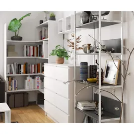 Akord Bücherregal 70 x 32 x 192 cm Weiß/Grau