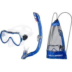 AQUA-SPEED Enzo Schnorchelset + Evo-Maske + Schnorchel + Tasche BLAU No Size