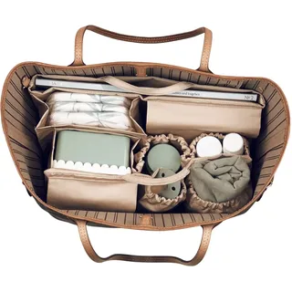 lilibell Windeltasche für Newborn Baby Essentials, Handtaschen Organizer für Eltern, Taschenorganizer mit Fach, Flexibel und Waschbare Wickeltasche für Baby, Ideal für Reisen, Classic M Beige