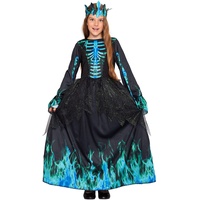 Magicoo Skelett Kostüm Kinder Mädchen Halloween Blau - Vampir Kostüm Kind Hexenkostüm (Large: 134/140)
