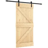 vidaXL Schiebetür mit Beschlag rechts 95 x 210 cm braun