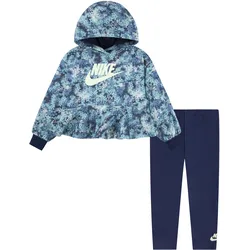 Langarmshirt & Leggings NIKE SPORTSWEAR, Kinder, Gr. 104 (4), blau, Jersey, Obermaterial: 95% Baumwolle, 5% Elasthan, gemustert, sportlich, KOB Set-Artikel