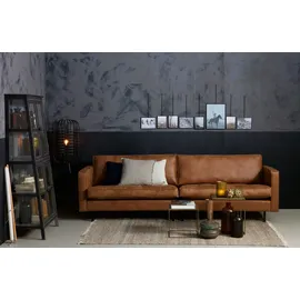 Woood Sofa Rodeo Classic 3 Sitzer Lederoptik, modern klassisch, cognacbraun, komfortabel gepolstert