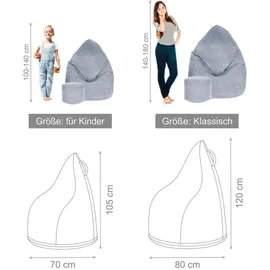 DreamRoots Sitzsack, Blau, Hellblau, Textil, 70x105x70 cm, Oeko-Tex® Standard 100, Wohnzimmer, Hocker, Sitzsäcke, XXL Sitzsäcke