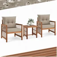 Tectake tectake® Lounge-Set massives Holzgestell mit Polyrattan im Rope-Design,
