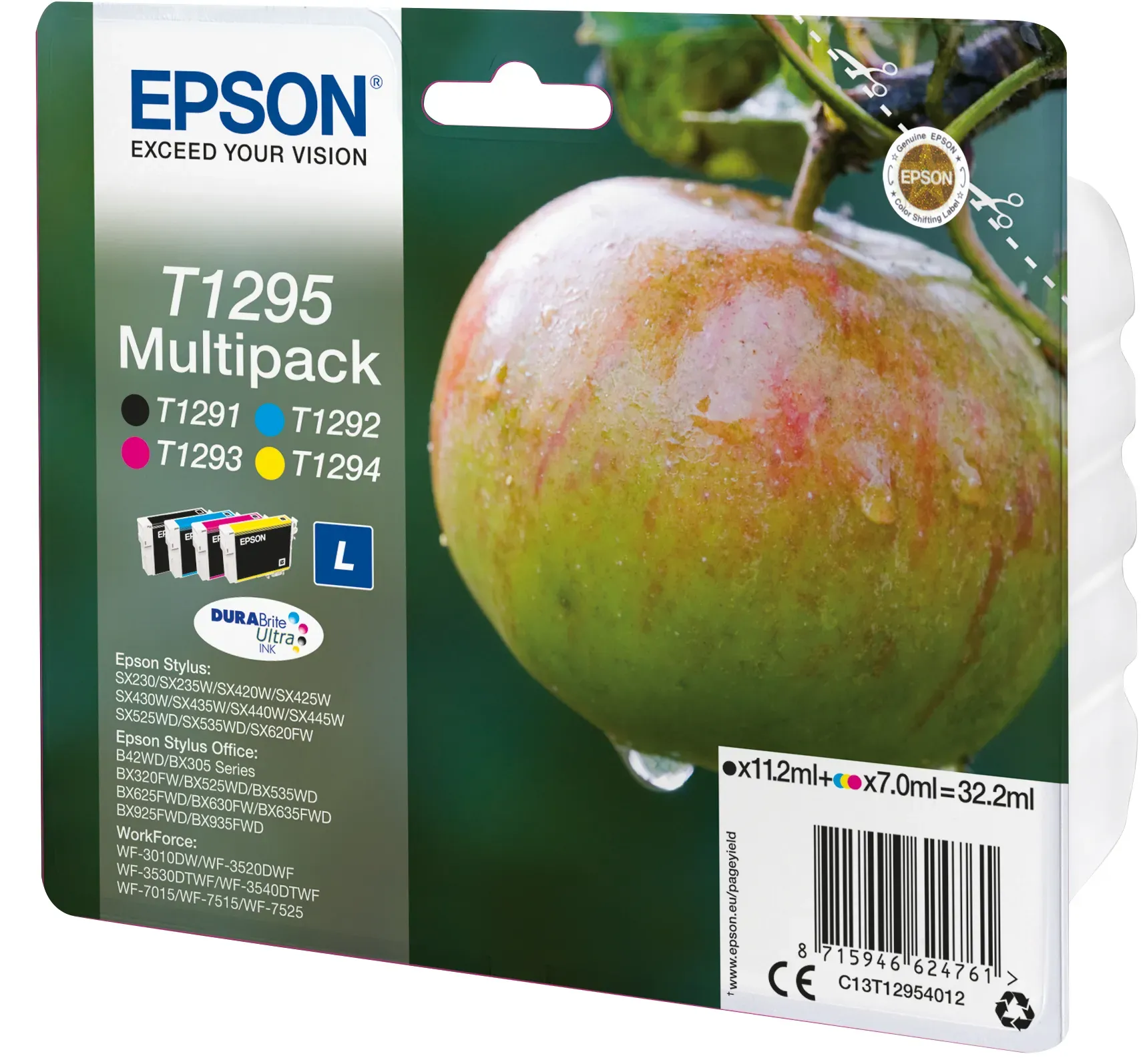 Epson T1295 Tintenpatronen 4er-Pack 4x Farben DURABrite Ultra In Für Kompatibilität, siehe Artikel-Beschreibung | 4x Tintenpatronen: Schwarz, Magenta,