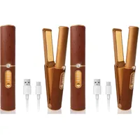 HUAJUN Glätteisen Kabellos, Haarglätter 2 in 1 mit 5000mAh, Mini Reiseglätteisen Glätteisen Locken und Glätten, Tragbares Reise Schnelle Aufheizung 210°C/410°F Hair Straightener Braun (Packung mit 2)