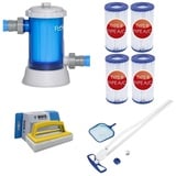 Bestway - Poolsauger AquaClean & Filterpumpe 5678 L/u & 4 Filter Typ III & WAYS Scheuerbürste