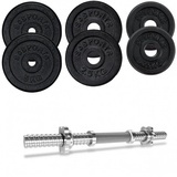 ScSPORTS ScSPORTS® Kurzhantel Set - 20 kg, Hantelstange, Gewichte 2x2,5/2x1,25/2x5kg, 30mm, Gusseisen, Sternverschluss ⌀ Kurzhantelset, Hantelset,...