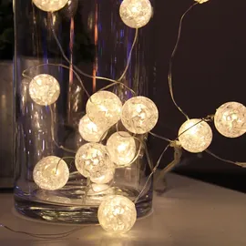 StarTrading LED-Lichterkette Kugeln Eisglas 1,4 m Warmweiß