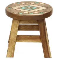 Oriental Galerie Blumenhocker Beistelltisch Hocker aus Holz Holzhocker Türkis