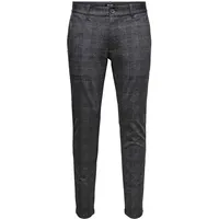 ONLY & SONS Herren Chino Hose ONSMARK Slim Check 9887 - Slim Fit - Stretch, Größe:30W / 30L, Farbe:Black 22019887