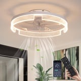 CANEOE Deckenventilator mit Beleuchtung, Modern LED Dimmbar Deckenleuchte mit Ventilator, 30W mit Fernbedienung Deckenventilator Licht, 6 Geschwindigkeiten für Schlafzimmer Esszimmer(weiß)