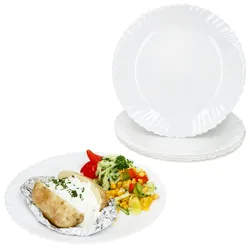 6x Speiseteller Arkona Opalglas 24cm weiß Ess-Teller groß Beilagen-Platte