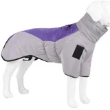 MAGICSHE Hundejacke Hundemantel Wasserdicht Winter Warme Hundejacke für Mittel Große Hunde, Hundemantel mit Geschirr lila 2XL