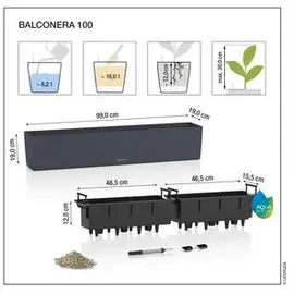 LECHUZA Balconera Stone 100 99 x 19 x 19 cm Steingrau