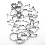 Relaxdays Ausstechformen 36er Set, ganzjährig, Keksausstecher, verschiedene Formen, Plätzchenformen, Edelstahl, silber