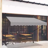 LZQ Markise Klemmmarkise Balkon Sonnenmarkise Einziehbar Manuell Handkurbel höhenverstellbar UV-beständig Sonnenschutz 100% Polyester für Innenhöfen Balkonen Restaurants, Cafés, Grau 250 x 120cm
