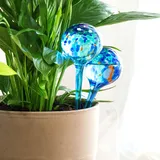 InnovaGoods - Automatische Bewässerungsballons Aqua·Loon, 2er Set, 10 Tage Bewässerungsdauer, Handwerks-Stil, Vielseitig für alle Pflanzenarten, Blau, 2 x 350 ml, Glas