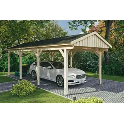 Einzelcarport SKANHOLZ "Fichtelberg", beige (natur), H: 273cm, Carports, mit schwarzen Schindeln