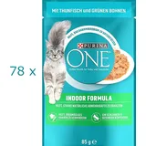 (EUR 10,44/kg) Purina ONE Indoor Formula mit Thunfisch in Sauce 78 Beutel x 85 g