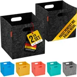 HAVENHAUS Filzkorb Aufbewahrung 2er Set dunkelgrau | Boxen Aufbewahrung Filz | Kallax Korb geeignet für Aufbewahrung im ganzen Haus | Aufbewahrungsbox Filz 30x30x30cm Kallax Boxen | 4mm extra stabil